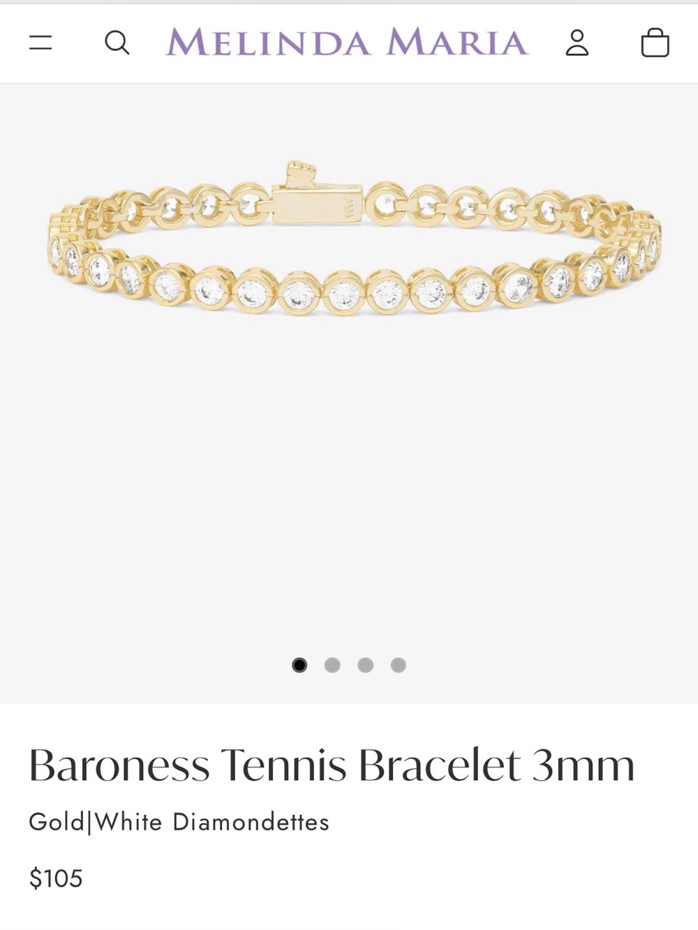 Melinda Maria Gold and White Tennis Bracelet